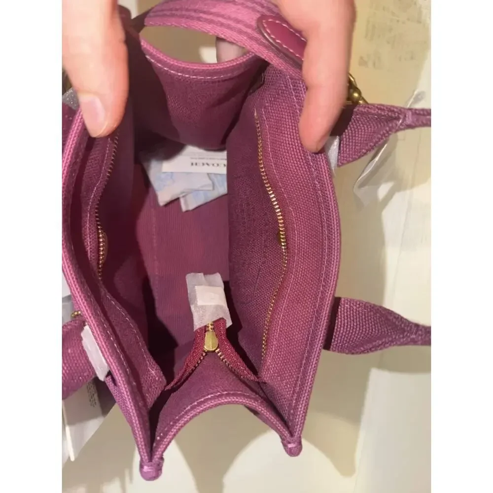 NWT B7-002 COACH Cargo Tote Bag 20 Crossbody In Canvas/Gold/Pink CZ098